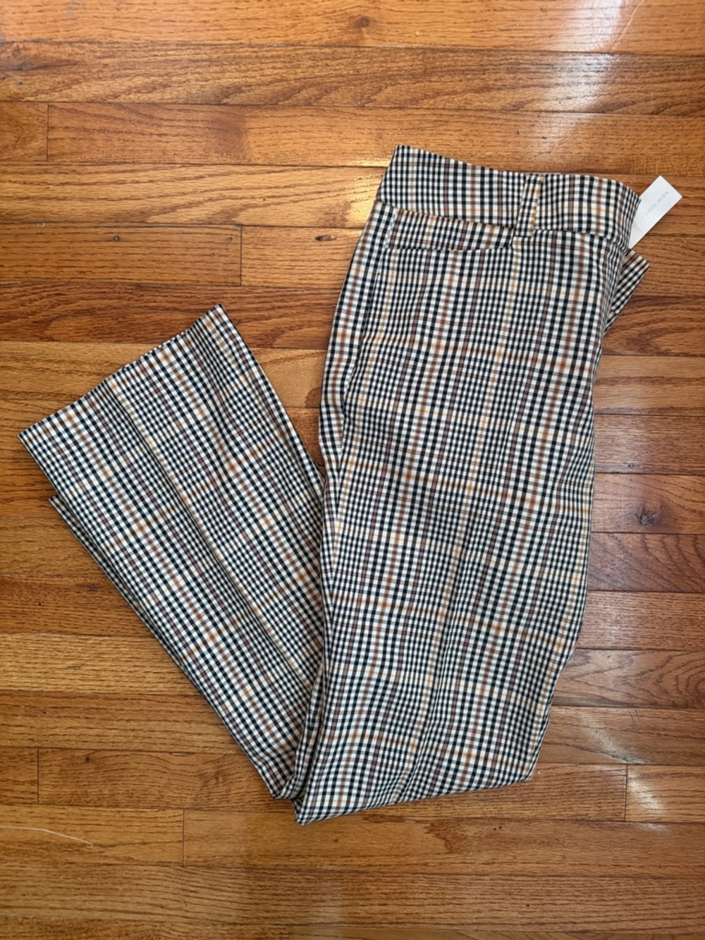 New York & Company Black and Tan Checked Dress Pants